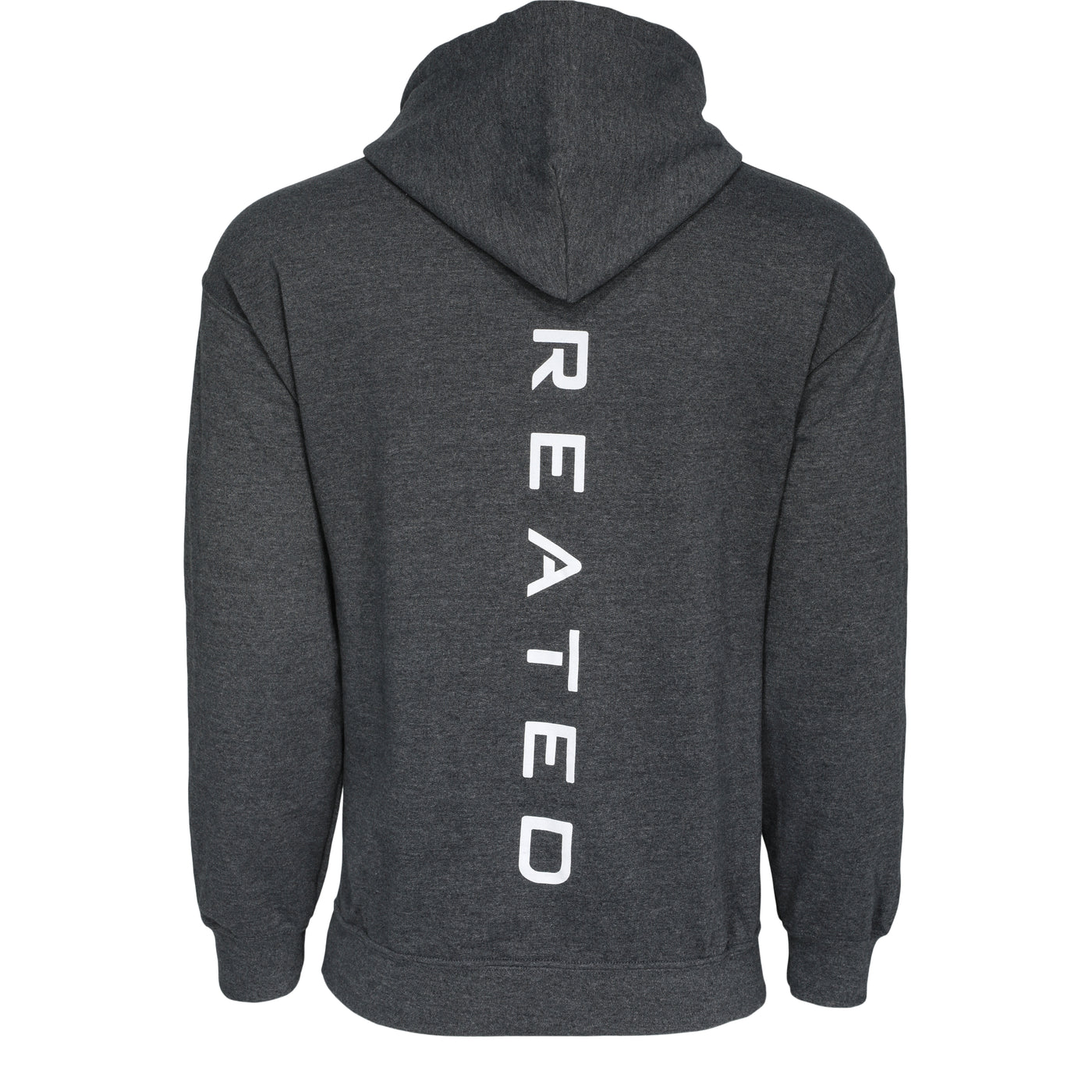 Created Relaxed dark heather Hoodie rear print view