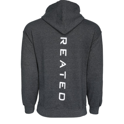 Created Relaxed dark heather Hoodie rear print view