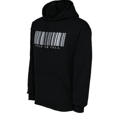 Created Paid In Full Relaxed black hoodie diagonal view
