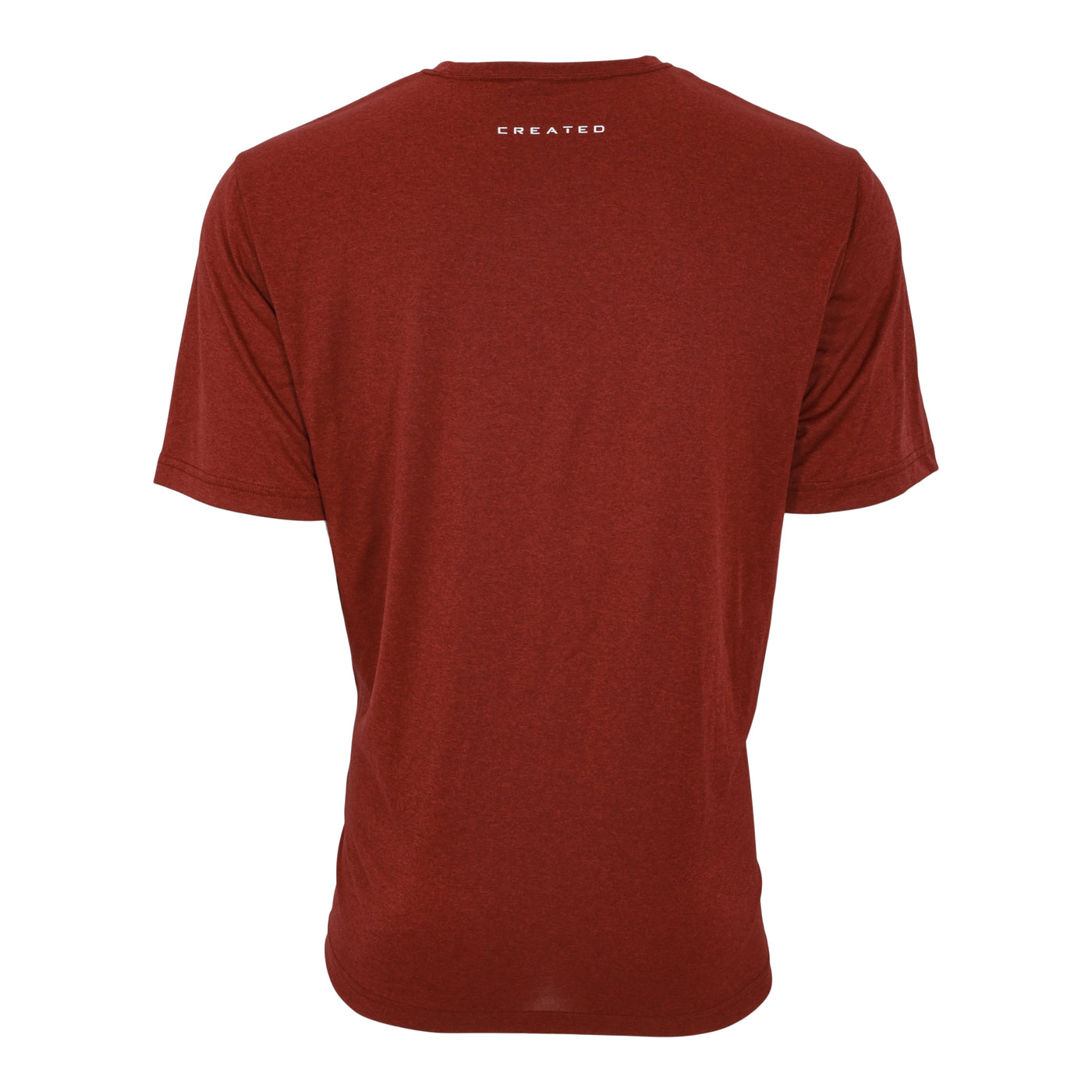 Created Men's Performance maroon short sleeve t-shirt rear view
