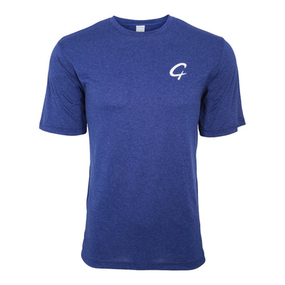 Created Men's Performance cobalt short sleeve t-shirt front view