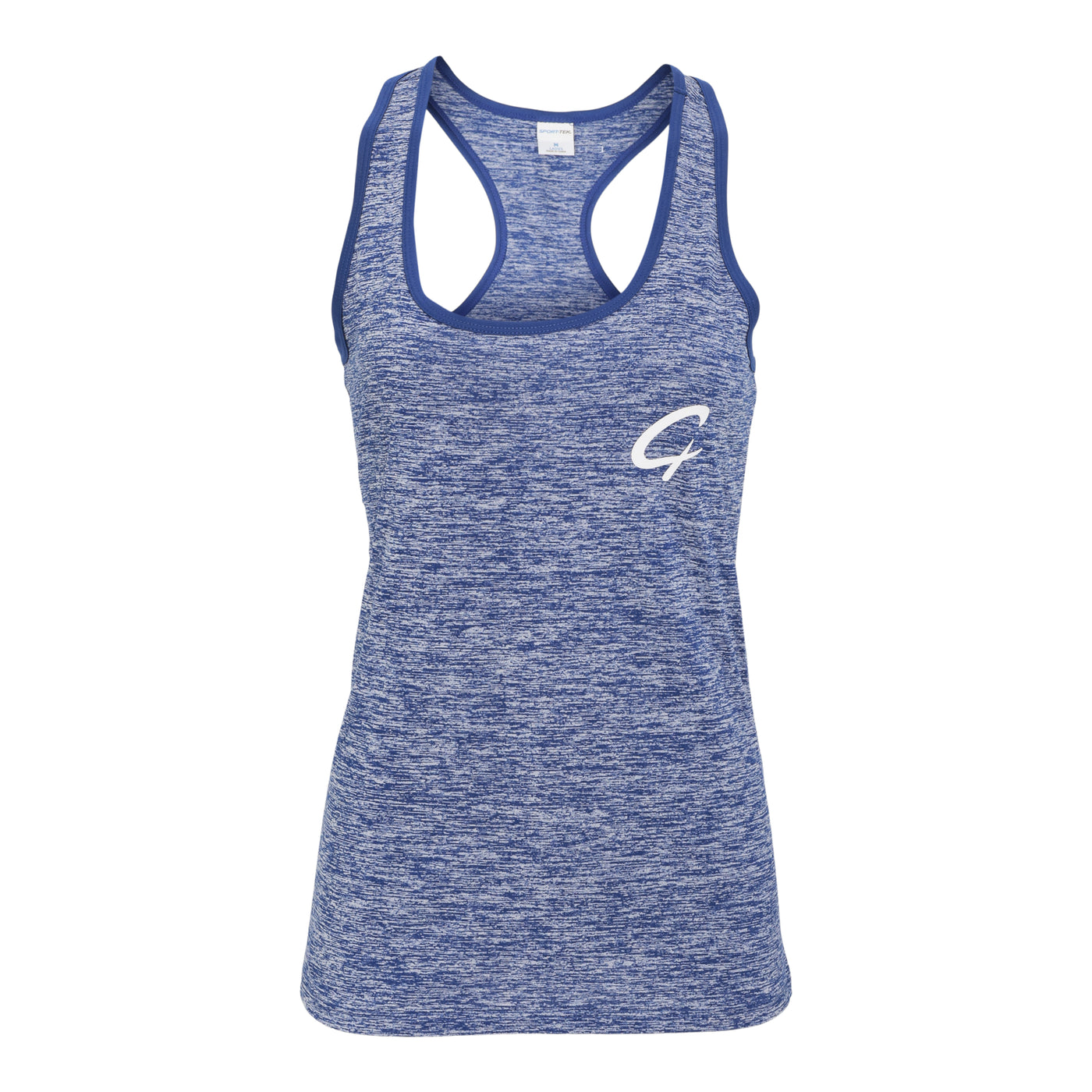 Created Women's Charged ice blue tank top alternate front view