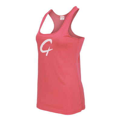 Created Women's Performance coral tank top diagonal view