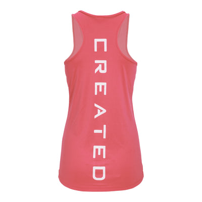 Created Women's Performance coral tank top alternate rear view