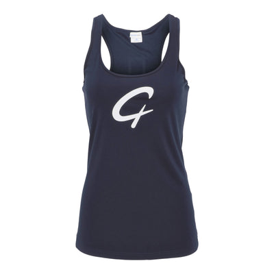 Created Women's Performance navy tank top alternate front view