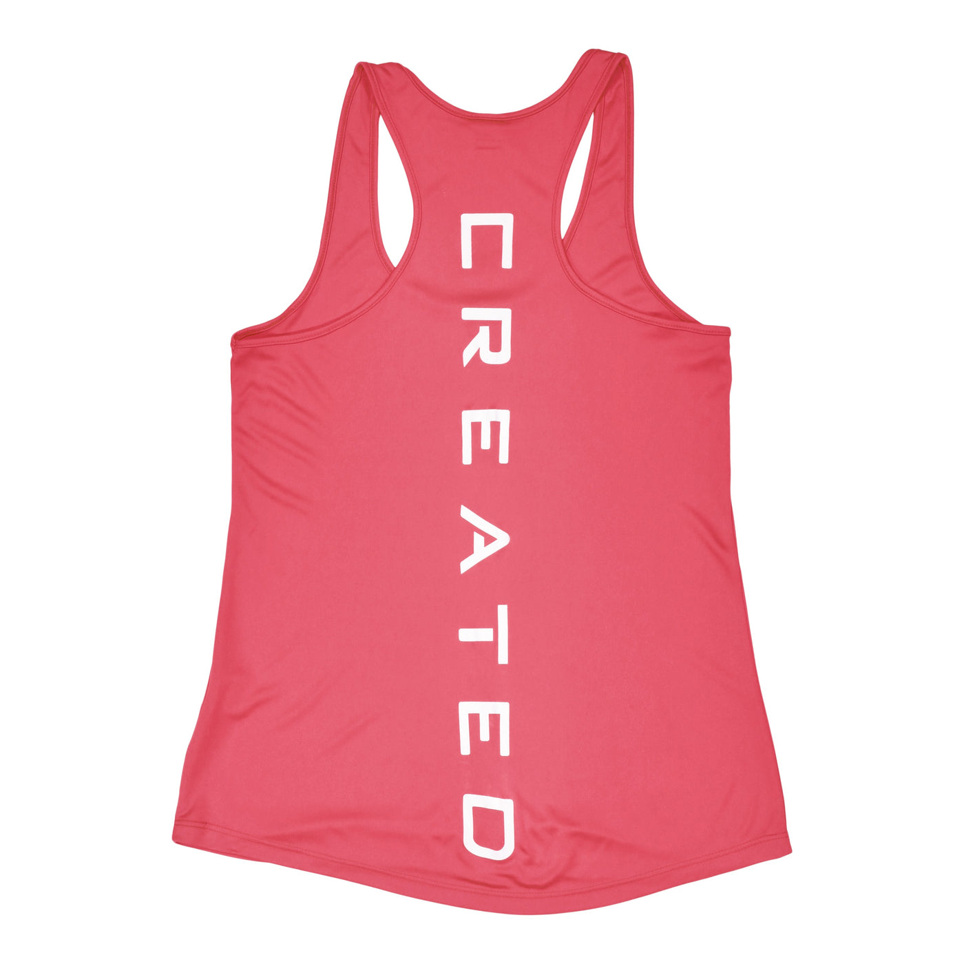 Created Women's Performance coral tank top rear view